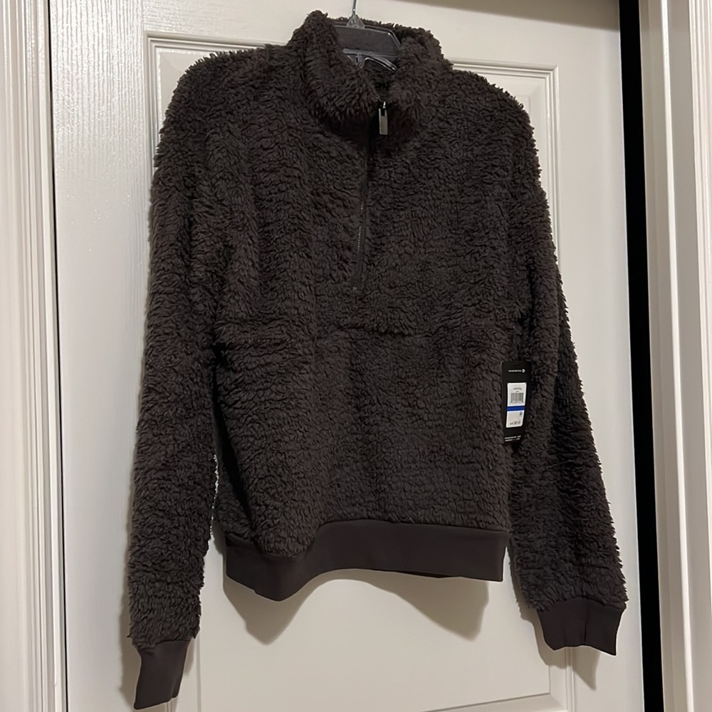 NWT MARC NEW YORK PERFORMANCE Modern-Fit Faux Shearling Quarter-Zip Pulover